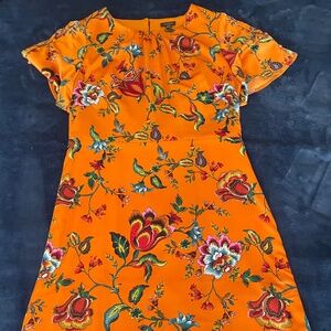 Ann Taylor Factory Orange Print Silk Dress
